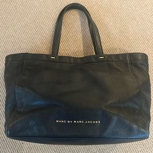 Black leather tote
